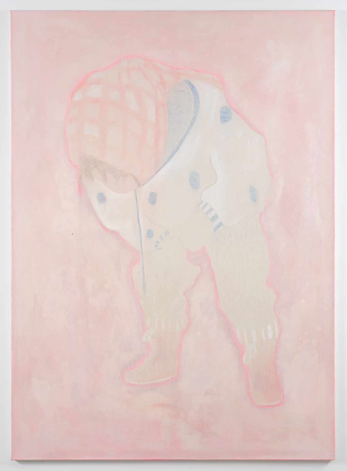 <i>The string</i>, 2021. Mixed media on canvas, 70 7-8 x 51 1-8 in (180 x 130 cm)